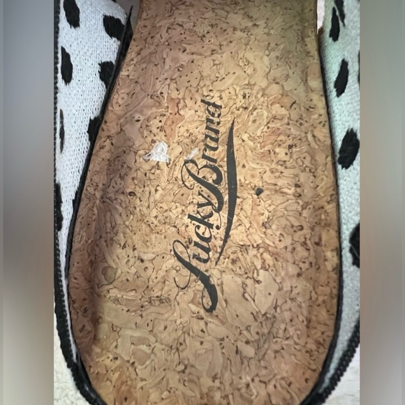 Lucky Brand Black white Polka dots studded women’s sandal wedges. Cork sole. 9.5 - Picture 11 of 12